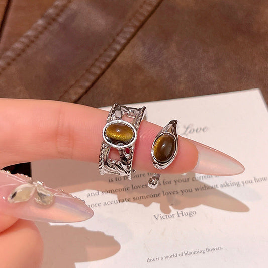 Rad Tigereye Heavy Industry Ring Female Switchable Index Finger Ring