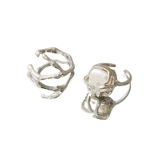 Fashion Irregular With Personality Moon Pearl Ring Suit